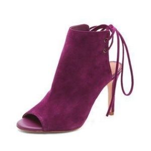 Joie Lexington Suede Ankle-Tie Bootie, Plum 41